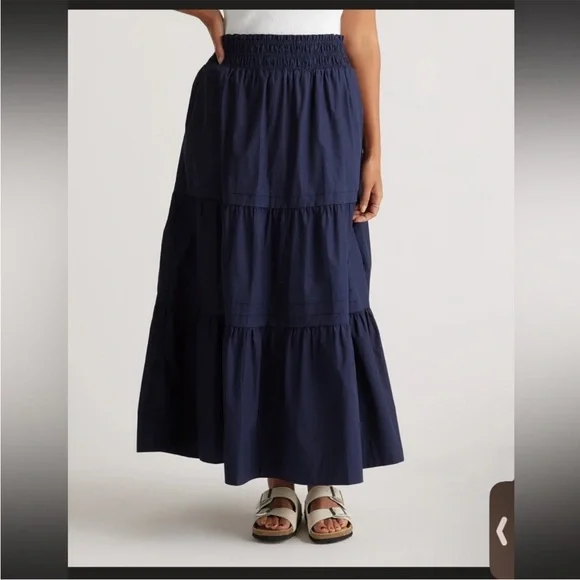 Quince Classic Cotton Navy Poplin Maxi Skirt size medium EUC - Picture 4 of 13